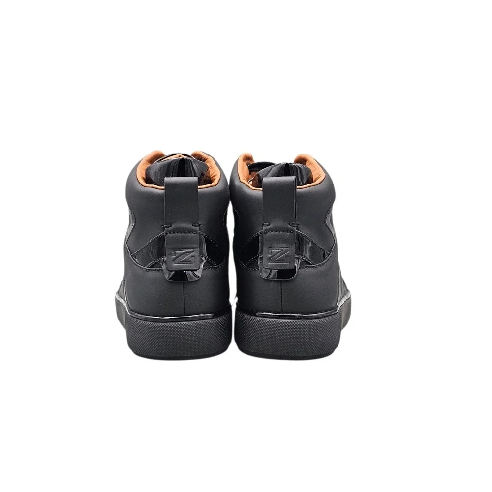 Ermenegildo Zegna Tiago Black Leather High Top Sneakers Mens Size 10 US A5212X